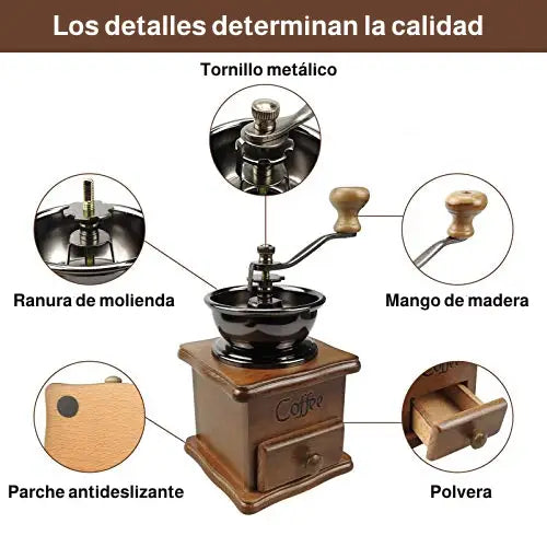 Molino de café manual madera