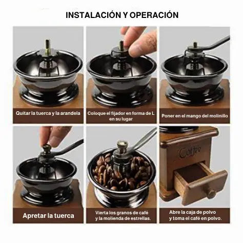 Molino de café manual madera